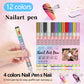 🎁Kerstcadeau! 48% Korting op 12-Kleurige Professionele Nail Art Penset – Ultraprecieze 0,7 mm Punt & Snel Droogend ✨💅