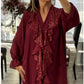 👚 NU 60% KORTING! ✨ Chiffon top voor dames met V-hals en pailletten – Lange mouwen, elegante glans & perfect voor avondgelegenheden 🌙📦