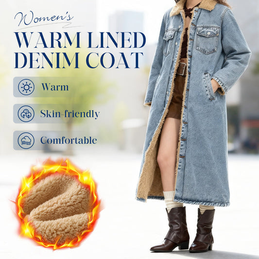 🧥🔥Warme, Lange Gevoerde Spijkerjas voor Dames
