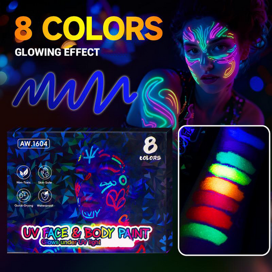 UV Glow Gezicht- en Lichaamsverfmarkers Set