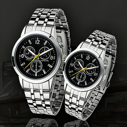 Klassiek casual koppels horloge met 3-oog wijzerplaat