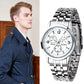 Klassiek casual koppels horloge met 3-oog wijzerplaat