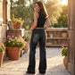 🎉Nieuwjaars Cadeau 50% KORTING!👖Retro Flare Jeans Dames – Slank Effect, Comfortabele Stretch & Utilitaire Zakken!