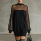 🎁2026 Nieuw binnen 50% KORTING💥Doorzichtige Mesh Mock Neck Minijurk