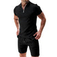 🎁2026 Nieuw binnen 50% KORTING💥Zomerse casual set met shirt met ritskraag en korte broek