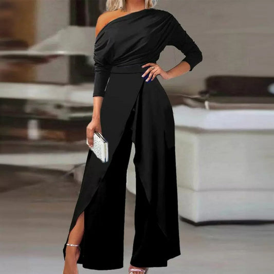 Dames elegante jumpsuit met één schouder