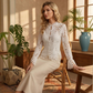 Elegante Kanten Blouse met Trompetmouwen