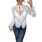 Elegante Kanten Blouse met Trompetmouwen