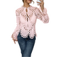 Elegante Kanten Blouse met Trompetmouwen