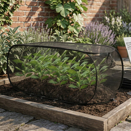 Insectenwerende gaasafdekking voor planten