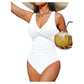 ✨👙【Aanbieding】🌈Badpak met Buikcorrigerende Plooien | V-hals | 12 Kleuren🌊
