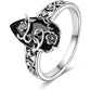 💎50% Korting💍 Een ring met filigraan opengewerkt patroon, zwarte druppelsteen en strass accenten in boheemse stijl – Vintage Bloemenrank Ring | Legeringmetaal | Zilverkleurig | Maten 6–11 💍✨