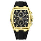 Modern horloge met tonneau-vormige kast – tonneau-design, chronograaf en siliconen band