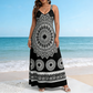Boho maxi-jurk met mandala print en spaghettibandjes