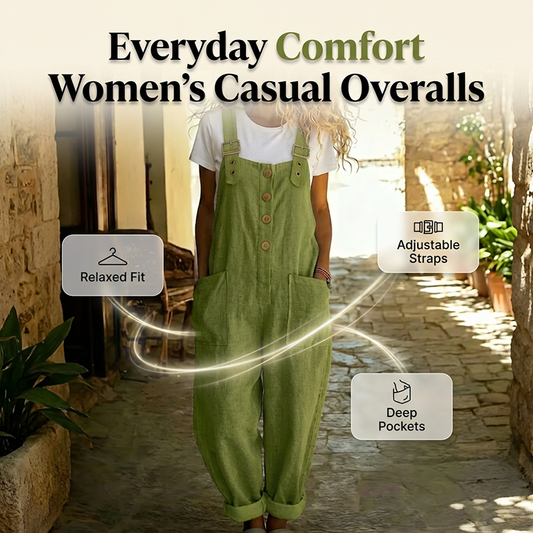 👖Casual damesoveralls met knoopsluiting – Verstelbare bandjes, ademende stof en relaxte pasvorm ✨
