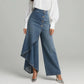 👖Asymmetrische wrap jeans 👖Een combinatie van een culotte en een broek. Hoge taille voor optisch langere benen, wijd en soepel vallend, met diagonale knopen. In een handomdraai ben je een fashionista! ✨