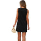 Dames elegante effen mouwloze korte jurk met split