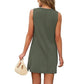 Dames elegante effen mouwloze korte jurk met split