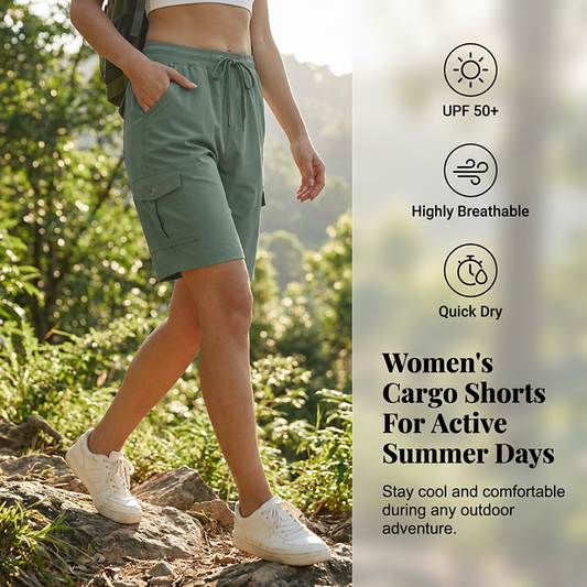 Cargoshorts 🩳 — Met zijzakken & cargozakken: Ruime opbergruimte + diefstalbeveiliging. UPF 50+ zonbescherming | Sneldrogende stof | Relaxte pasvorm met trekkoord | Ideaal voor wandeltochten in de natuur 🏞️