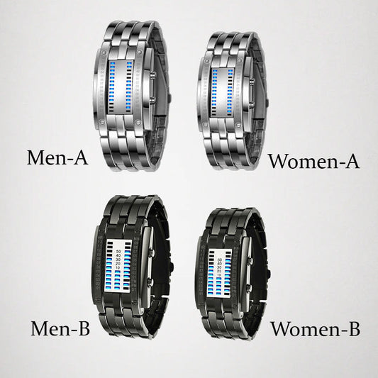 ⌚ Beperkte tijd 50% korting! ✨ Horloge voor heren - binaire led, roestvrij staal, blauw licht, sportief, waterbestendig, modern ⚡