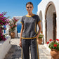 Dames Casual 2-delige Set – Contrasterende biezen, zachte stof