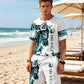 Heren T-shirt en Korte Broek Set met Grafische Print