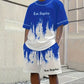 Heren T-shirt en Korte Broek Set met Grafische Print