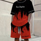 Heren T-shirt en Korte Broek Set met Grafische Print