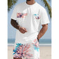 Heren T-shirt en Korte Broek Set met Grafische Print