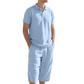 Casual linnen set met overhemd en broek voor here