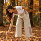 Dames wijde broek – elastische taille, kwastjes aan de pijpen, soepel vallend, bohemian stijl