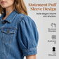 Dames cropped denimjack met korte puffmouwen