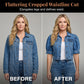 Dames cropped denimjack met korte puffmouwen