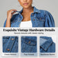 Dames cropped denimjack met korte puffmouwen