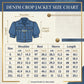 Dames cropped denimjack met korte puffmouwen