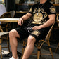 👕50% KORTING NU!👑 Heren Gouden Wapen Print T-Shirt & Shorts Set – Stijlvol, Ademend & Perfect voor Casual Zomerdagen of Sportieve Looks 🩳