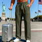 🛒 45 % korting 👖Herenbroek met elastische tailleband en trekkoord, recht model