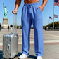 🛒 45 % korting 👖Herenbroek met elastische tailleband en trekkoord, recht model