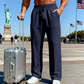 🛒 45 % korting 👖Herenbroek met elastische tailleband en trekkoord, recht model