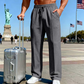 🛒 45 % korting 👖Herenbroek met elastische tailleband en trekkoord, recht model