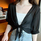 🔥 50% KORTING 🌞 Dames Elegante Chiffon Strikvoorkant Cropped Top 🌿