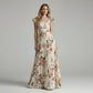 🌸2026 Nieuw Binnen👗Elegante Bloemenprint Geplooide Maxi-jurk✨Romantische Vierkante Hals, Ruche Mouwen & Vloeiende Bloemrok🌷