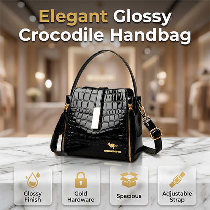👜 TIJDELIJKE AANBIEDING: 50% KORTING+Gratis verzending✨ Glanzende krokodilprint dames handtas – Gestructureerd, gouden hardware, ruim & chique 💼