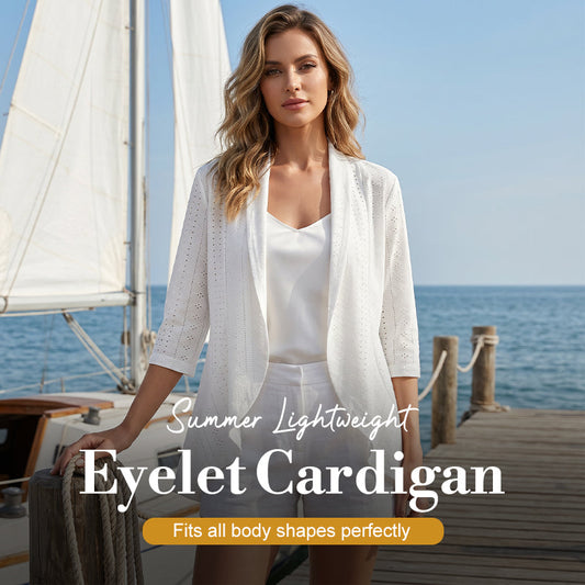 🧥 50% KORTING! ✨ Lichtgewicht ajourpatroon vest – Ademend, open & ideaal voor lauwe zomeravonden – Perfect als omslagdoek over een strandjurk of over een top 🌊