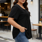 👚✨ Dames Geplooide Voorkant Pofmouw T-shirt – Elegant, Losse Pasvorm, Veelzijdig 🌸💨