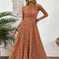 👗Nieuw Binnen 50% KORTING🍊 Retro Polkadot Halter Jurk – Vloeiende Geplooide Rok & Hoge Taille – Flatterend & Luchtig 🍋