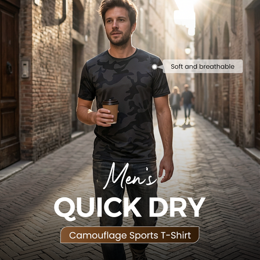 🏃‍♂️Heren Sneldrogend Camouflage Sport T-Shirt – Vochtafvoerend & Active Fit – Train in Stijl 💪