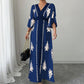 🔥50K+ VERKOCHT HALVE PRIJS💙 V-hals maxi jurk etnische print hoge taille S-5XL