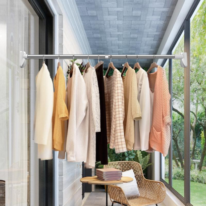 🛡️ -50% ! 📏 Barre Extensible Anti-Chute – Acier Inoxydable – Ressort Renforcé & Ventouses Adhérentes – Sans Percage pour Rideaux Lourds et Manteaux 🧥