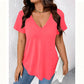 Dames casual V-hals T-shirt met korte mouwen